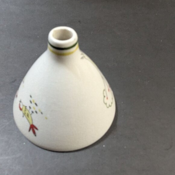 Vintage Hand-Painted Porcelain Funnel With Floral & Veggie Motifs 3.5” Tall Farm - Picture 7 of 9